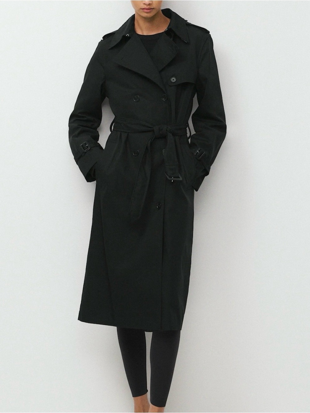 Aritzia long finch trench coat black